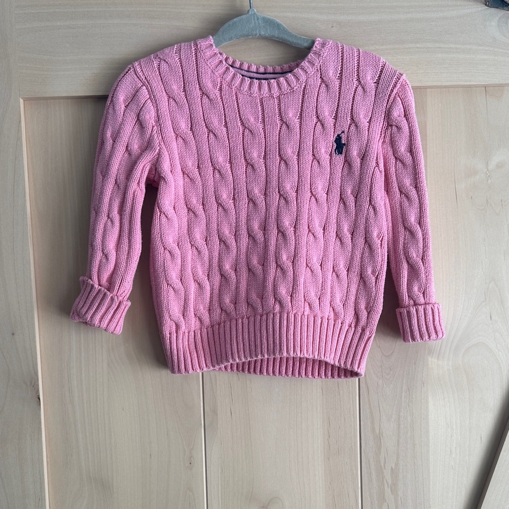 Ralph Lauren Pink Cable-Knit Crewneck Sweater